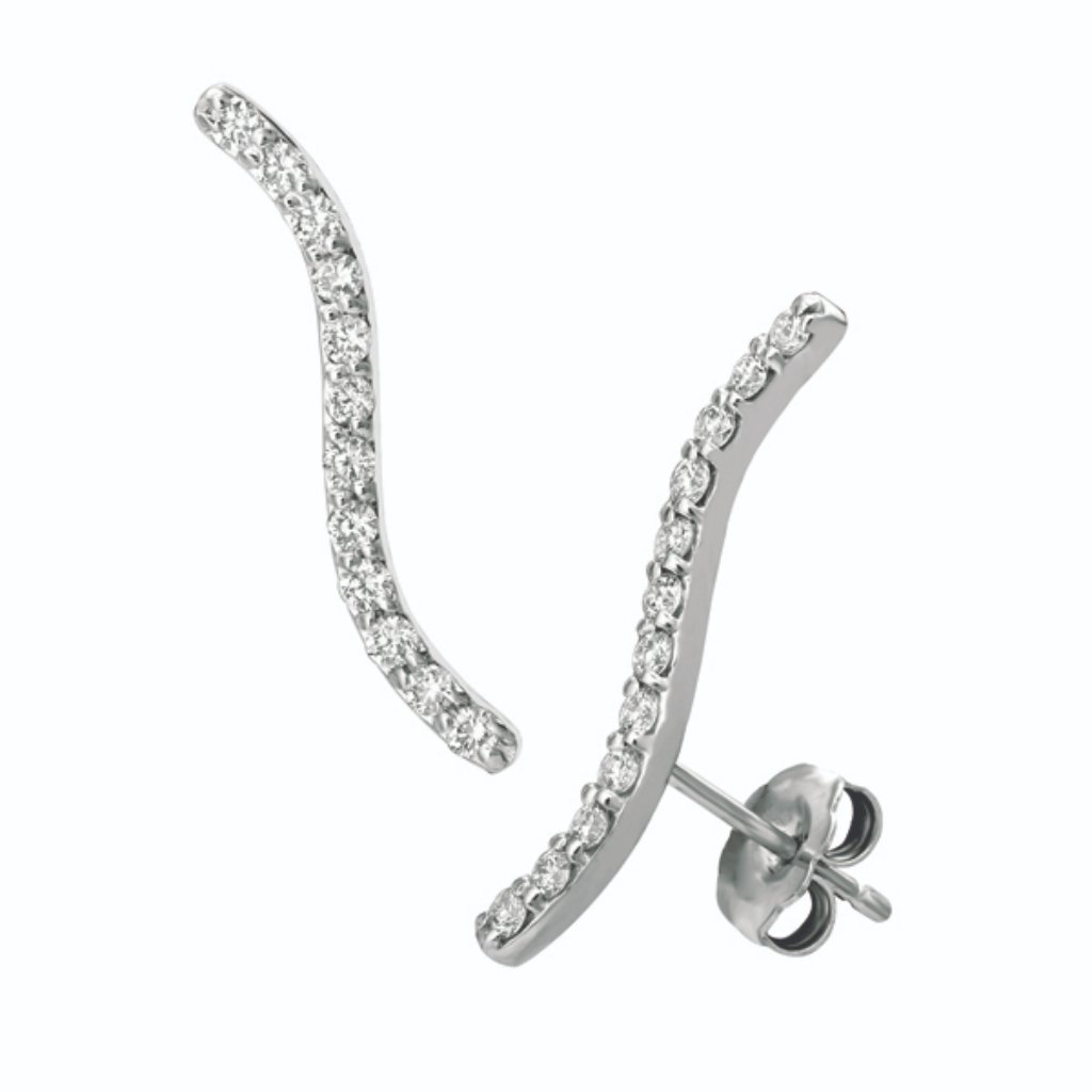 05 Curved Line Diamond Earrings 14k White Gold 1144$